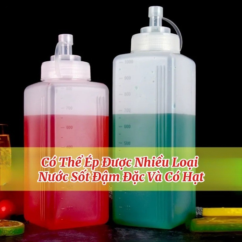 Đường Kính Lớn Nhựa Đựng Sốt/Mứt Có Nắp, Siro, Nước Trái Cây, Trà Sữa, Dầu Ép, Dung Tích 800mML/1000ML