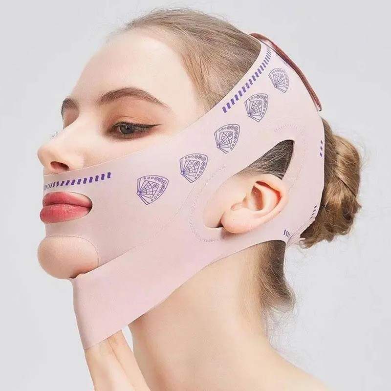 Thắt lưng nâng cằm đôi - Dụng cụ làm đẹp - Băng giảm béo mặt - Dụng cụ định hình mặt chữ V chống nhăn - Dây đeo Massage thư giãn da mặt