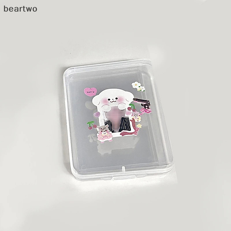 < Beartwo > Hộp lưu trữ bằng nhựa trong suốt Photocards Hộp lưu trữ thẻ nhỏ Hộp sắp xếp đẹp