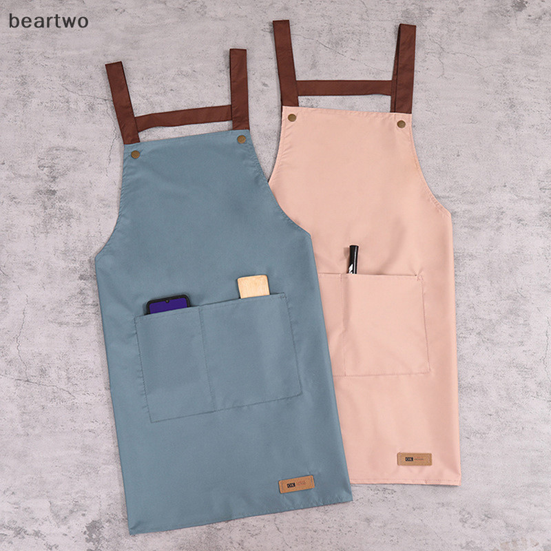 < Beartwo > Tạp dề nhà bếp Tạp dề chống thấm nước dành cho nữ có túi Tạp dề phục vụ bàn đẹp