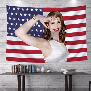 Lana Del Rey Cờ Mỹ Tường Polyester Tấm Thảm Có Kẹp Treo Tường Tấm Thảm Trang Trí Nhà Cửa Quà Tặng