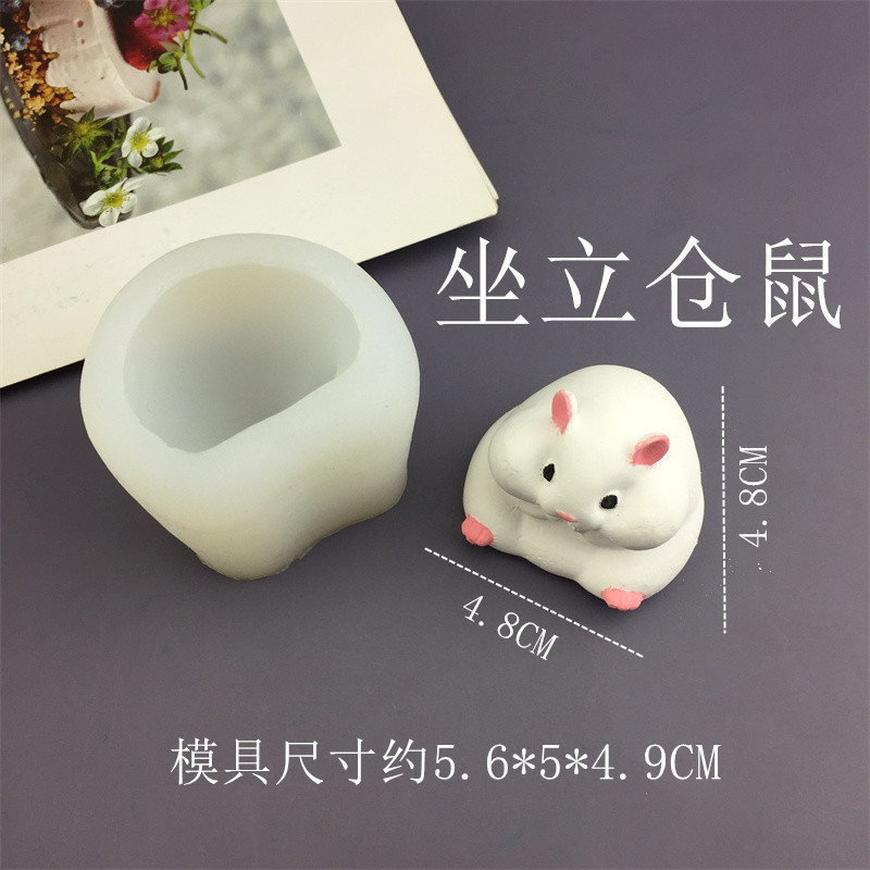3D Hamster Khuôn silicon làm bánh/thạch/pudding/xà phòng/nến/thạch cao DIY
