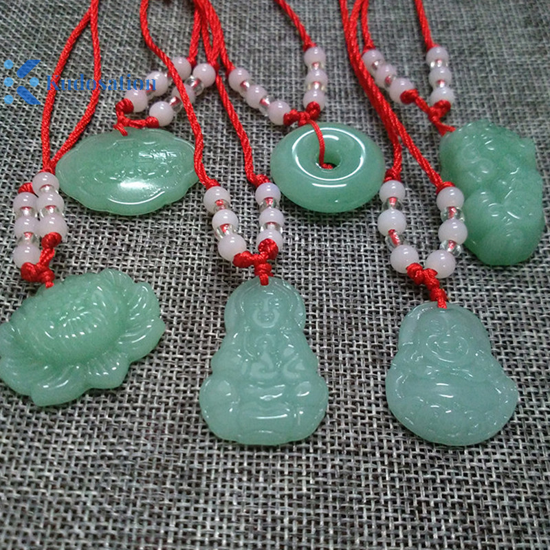 Kudosation Phật Giáo Ngọc Trắng Tay Dệt Mặt Dây Chuyền Vòng Cổ Sen Quan Âm Phật Tuổi Thọ Cao Khóa Mặt Dây Chuyền Vòng Cổ May Mắn