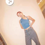 [Sr-studio] Nghỉ ngơi & giải trí Hàng có sẵn Real Shot 2024 Quần jean in hình phong cách mới dáng rộng dáng rộng Quần ống rộng thông thường dành cho nữ — ảnh 4