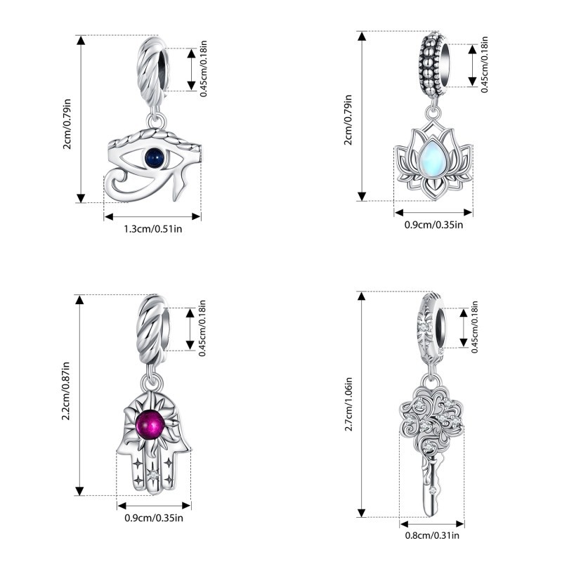 Phụ kiện chìa khóa may mắn Bamoer 925 Sterling Sliver Charm cho vòng tay