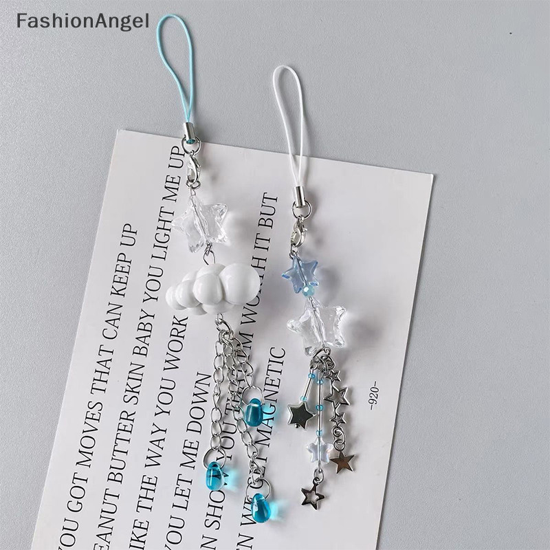 FashionAngel Blue Stars Dây Xích Điện Thoại Đám Mây Mưa Mặt Dây Chuyền Tai Nghe Ngọt Ngào Dây Chống Mất Dây Túi Trang Trí TH