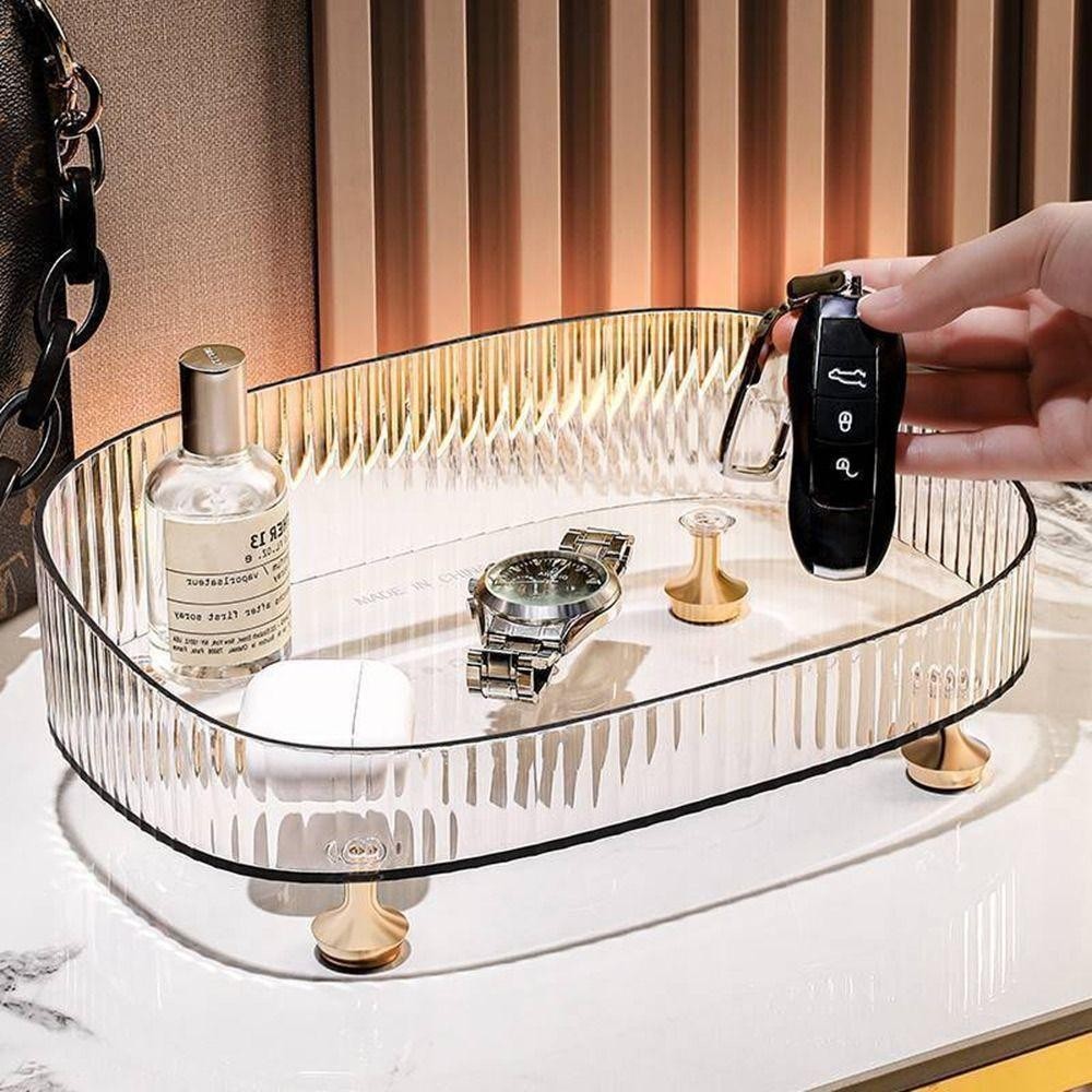 Bộ sắp xếp mặt bàn WANYEDI, Hộp đựng nước hoa trang điểm chống trượt trong suốt, Đa chức năng có đế vàng Hộp đựng mỹ phẩm dung tích lớn tại nhà