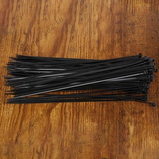 100 x Dây buộc màu đen mỏng Dây buộc dây quấn 200mm x 3mm