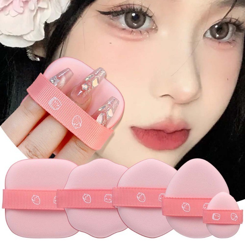 [Đặc sắc] Phấn hồng dâu - Đệm khí nền - Bọt xốp trang điểm kẹo bông - Mềm mại, ướt và khô, có thể giặt được, tái sử dụng - Phụ kiện mỹ phẩm - Dụng cụ trang điểm