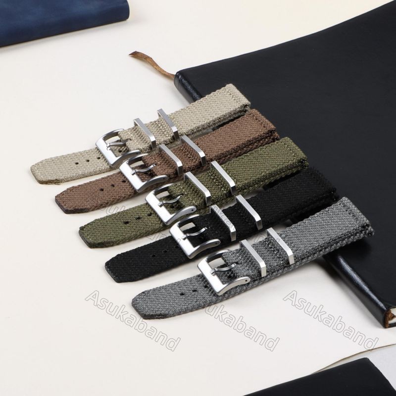 Dây đeo đồng hồ Nylon mềm 20mm 22mm Vải tự nhiên bằng sợi lanh Dây đeo đồng hồ phát hành nhanh Dây đeo đồng hồ đeo tay nam nữ Dệt dệt đen Xanh lam Vòng tay Kaki