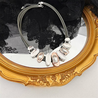 Bông tai hình elip, vòng cổ không đều, dây chuyền xương đòn, phong cách ngắn bằng kim loại nữ, bông tai vòng cổ cổ cổ điển và tối giản