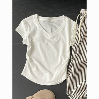 Áo Kiểu Babytee croptop Cổ Tim Rúm Eo Nữ Xinh xắn