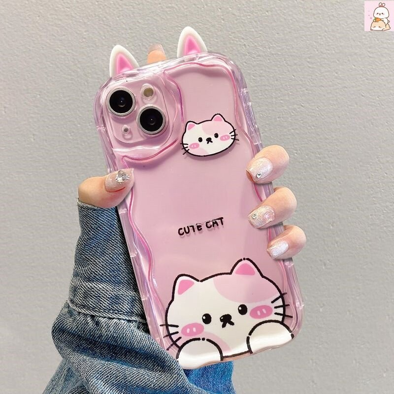 3d Dễ Thương Mắt Ếch Tai Mèo Cho Xiaomi Redmi Note 13 14 4G 14 Pro Plus 5G Redmi 14C 13C 9A 9C A3 Ốp Điện Thoại Silicon TPU Mềm Kem Vồng Cạnh Camera Bảo Vệ