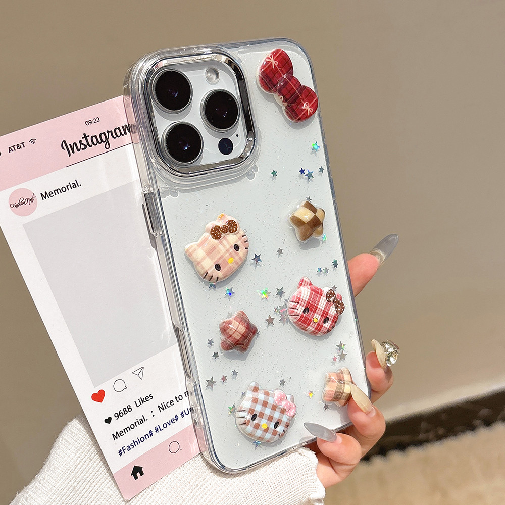 Ốp điện thoại nhựa hình mèo con lập thể cho iPhone 17 Pro Max 16 Plus 15 14 13 12 11 Vỏ bảo vệ chống sốc