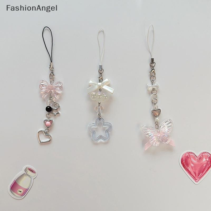 FashionAngel 1 Hạt Dễ Thương Handmade Cô Gái Ngọt Ngào Móc Khóa Cho IP 11 Camera Y2K Tình Yêu Ngôi Sao Năm Cánh Điện Thoại Quyến Rũ Mặt Dây Chuyền VN