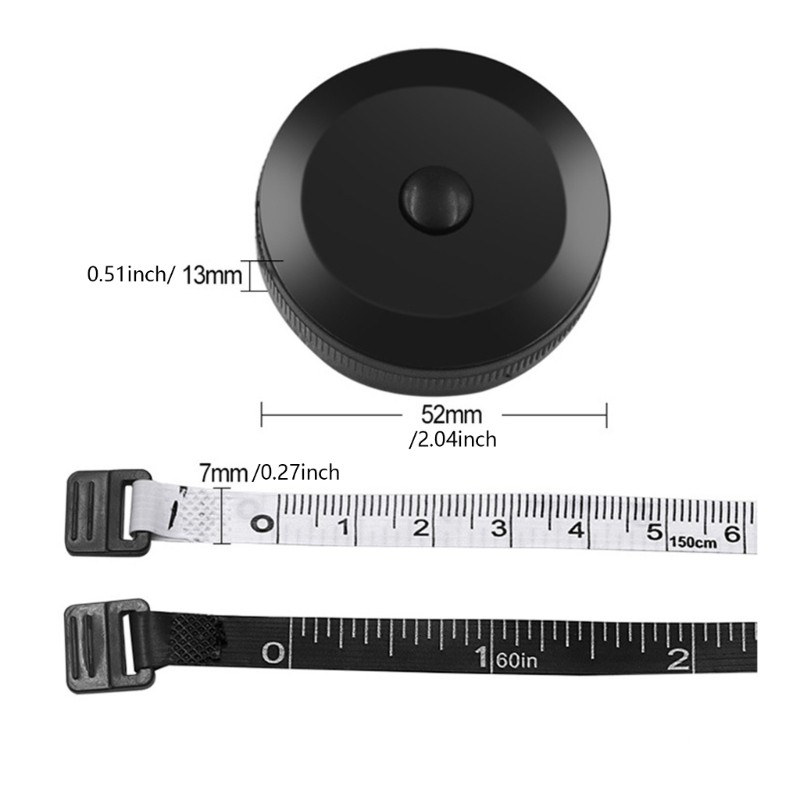 GOO Băng Đo 150cm 60in Cân Đôi Đo Băng Di Động Quần Áo May Dụng Cụ Có Thể Thu Vào Mềm Cơ Thể Đo Ta