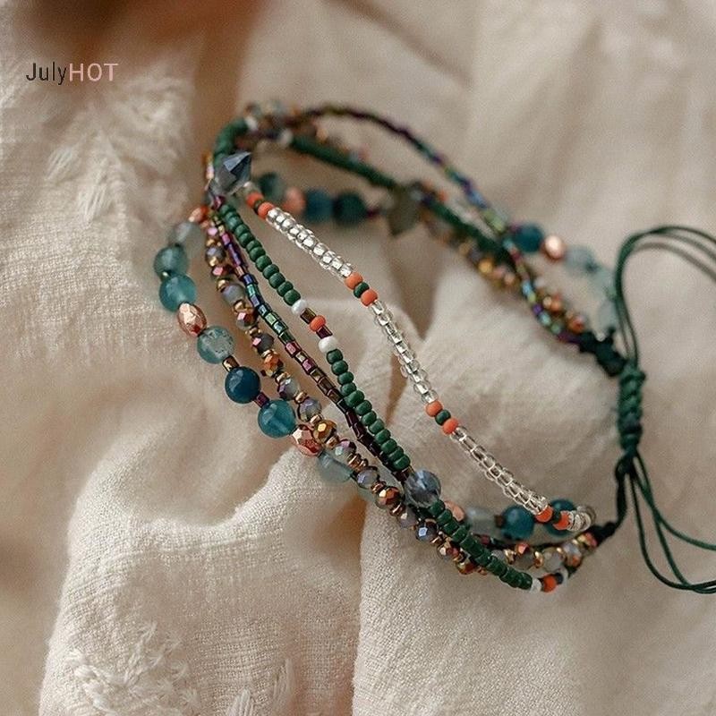 Bộ vòng tay hạt phong cách JULYHOT Boho với nhiều lớp màu sắc lớn
