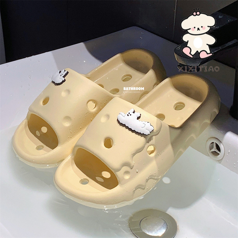 Xixitiaoins Vui Nhộn Chó Lỗ Dép Nam Nữ Hộ Gia Đình Thoải Mái Mùa Hè Cặp Đôi Phòng Tắm Tắm Nước Rò Rỉ Dép
