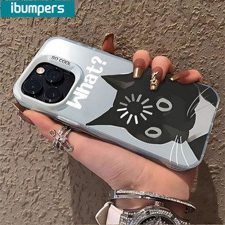 ibumpers Ốp Lưng IPhone Họa Tiết Mèo Đen Vui Nhộn Ốp Điện Thoại IMD Cứng Trơn Chống Bẩn Chống Sốc Cho IPhone 16 15 14 12 13 11 Pro Max