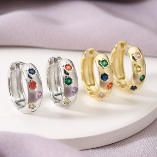 Bông tai vòng cổ điển Màu Zircon Thiết kế sang trọng có khóa dát trang sức thời trang có hộp