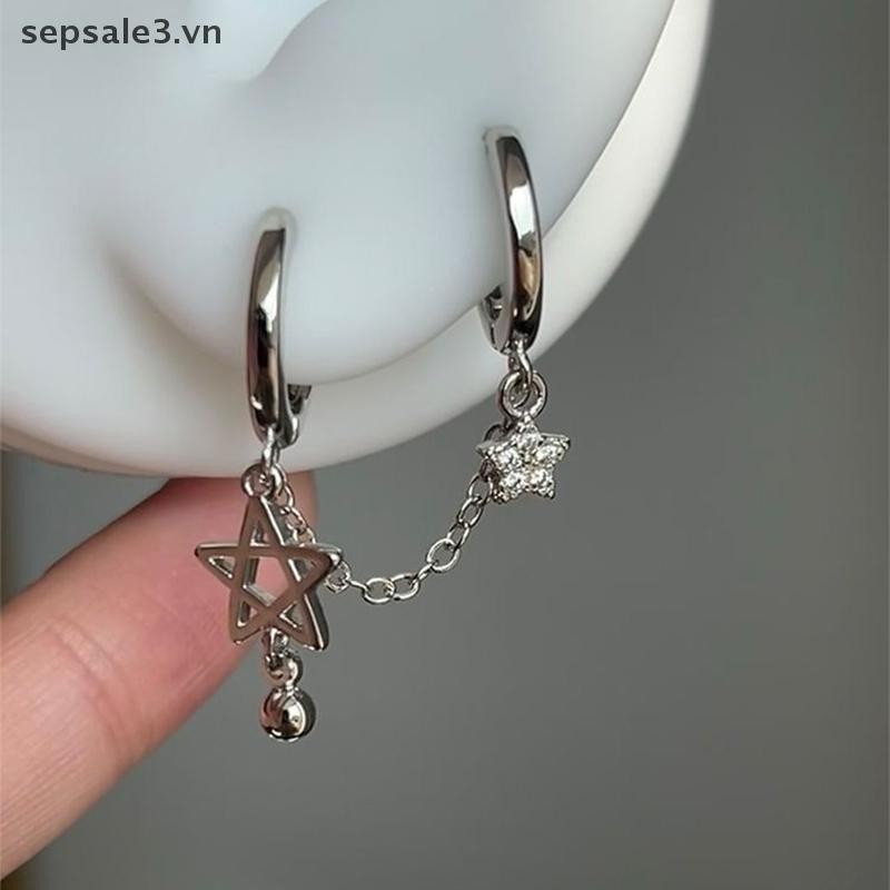 # Sepsale # 1 Chiếc Màu Bạc Sao Dây Xích Đôi Tai Xương Tai Móng Tay Y2K Thời Trang Hottie Bông Tai Nữ Trang Sức.