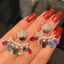Bông Tai Nhiều Màu Sắc Zircon s925 Bạc Kim Tính Khí Bông Tai Thời Trang Nữ