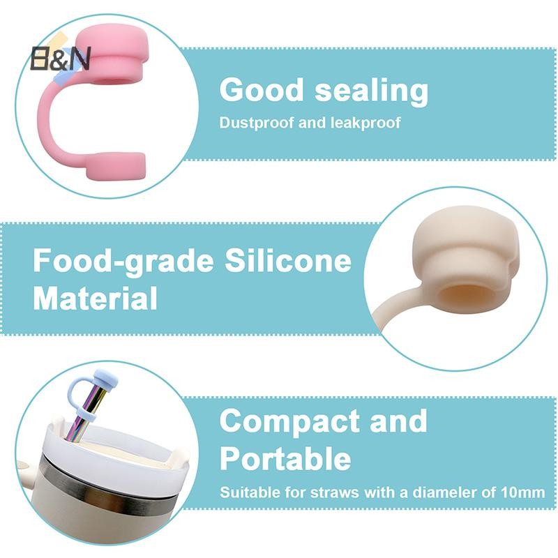 B & N Ống Hút Có Thể Tái Sử Dụng Ống Hút Silicon Toppers Tương Thích Với Cốc Đổ Rò Rỉ Chặn Bắn Chống Bụi Ống Hút Bao.