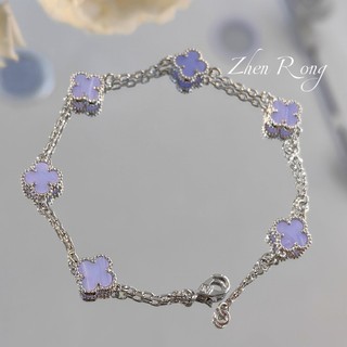 Châu Âu Mỹ ins Phong Cách Mới Mini Hồng Fritillary Sáu Hoa Bốn Lá Vòng Tay Cỏ Ba Lá Nữ