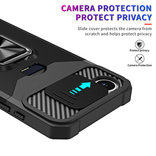 Dành cho iphone 16E / 17E / SE 2020 / SE 2022 / 6 / 7 / 8 Plus có nắp máy ảnh trượt Giá đỡ thẻ Vòng Chân đế Bảo vệ hạng nặng Vỏ mỏng mỏng