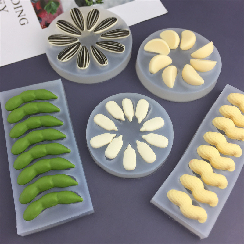 Mô Phỏng Đậu Phộng Dưa Hạt Tỏi Đinh Hương Làm Mô Hình Khuôn Silicon Sô Cô La Món Tráng Miệng Pudding Trung Quốc Thạch Trắng Khuôn Thơm Thạch Cao Khuôn DIY Khuôn Nướng Bánh