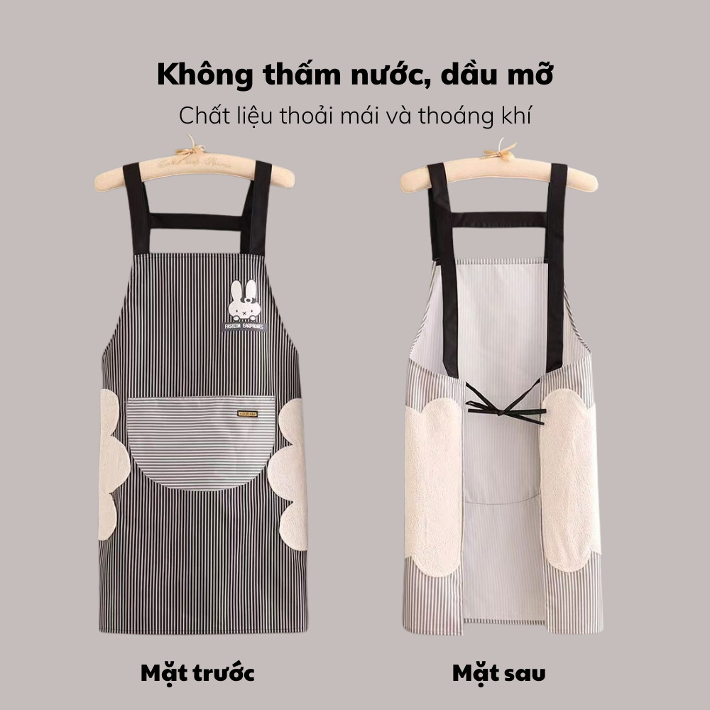 Tạp dề chống thấm nước, thấm dầu DINO có túi lớn đựng đồ và khăn lau tay thời trang Hàn Quốc