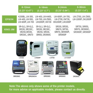 6 / 9 / 12mm Tương thích cho băng nhãn EPSON SS12KW LC-4WBN 12mm Refill LabelWorks / Máy in nhãn KingJim TepraPro LW-300 LW-400 LW-500 LW-600P LW-700 LW-900P SR-R7900P SR3900C SR530