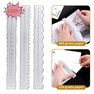 Pnpia 3 Cái Thước Giấy Xé Cạnh Không Đều Dụng Cụ Đo Kim Loại Giấy Stencil Giấy Ripper Dụng Cụ Làm Thẻ Thêu Boutique