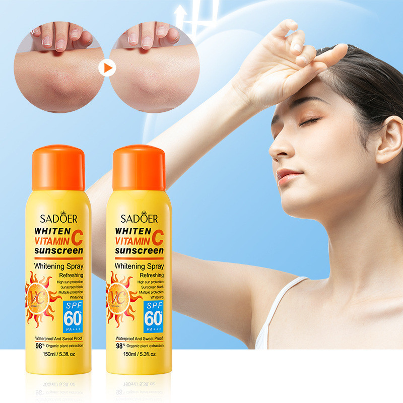 SPF60 Kem chống nắng xịt SADOER vitamin C làm trắng kem chống nắng hai trong một
