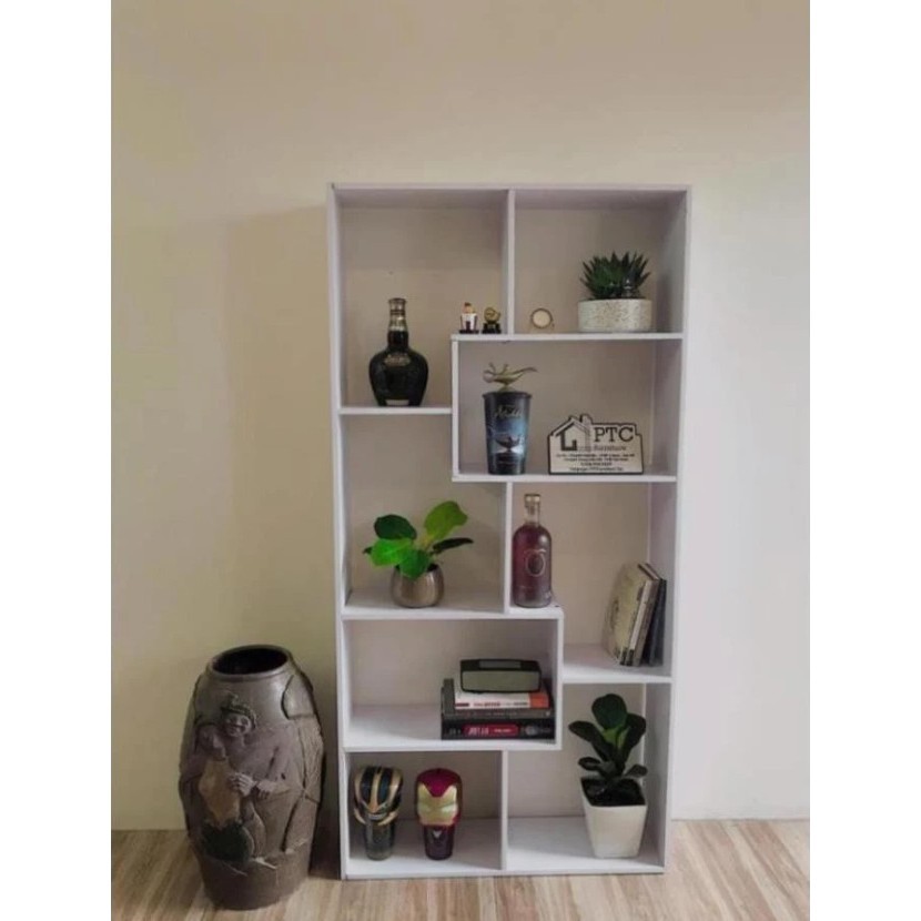 Kệ sách gỗ, tủ gỗ chữ U để đồ năng, giá sách đứng trưng bày chất liệu gỗ MDF có ngăn 1m4x70x20