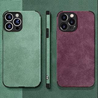 Ốp Da Cừu Mờ Chống Sốc Sang Trọng Cho iPhone 13 12 11 14Pro X XR XS Max 14Plus Mềm Da Lộn Vải Vintage Cover Funda