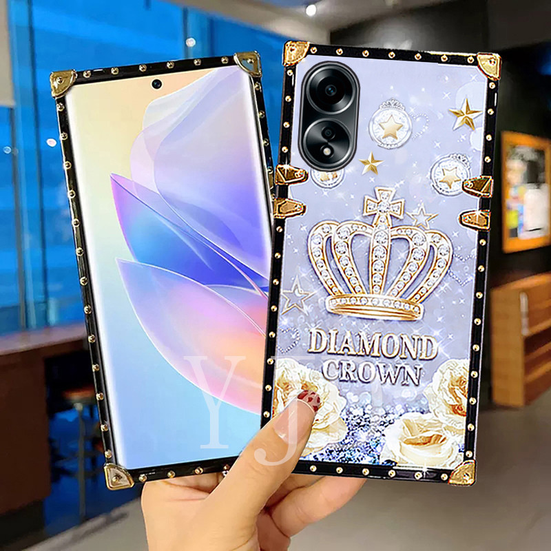 Ốp YJD Cho OPPO A58 A78 A38 A18 A98 Princess Crown Series Dây Tay Cạnh Thẳng Vỏ Điện Thoại Chống Sốc