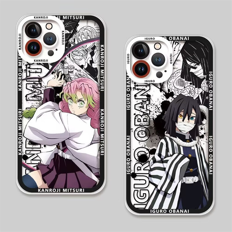 Anime Demon Slayer Iguro Obanai Kanroji Mitsuri Ốp Điện Thoại Mềm Trong Suốt Tương Thích Cho iPhone 11 12 13 14 15 Pro Max PLUS Mini XR X XS Max 8 7 6 6S PLUS Phim Hoạt Hình