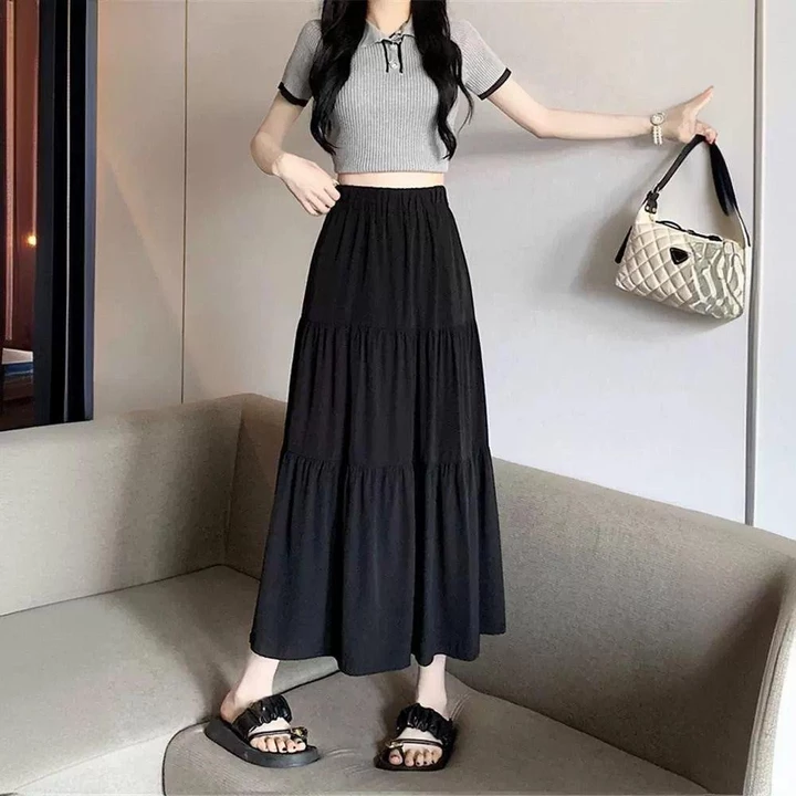 Váy Maxi TAWJOG, Váy Dài Xếp Ly Tầng, Váy Boho Eo Co Giãn Flowy Cổ Điển 2024