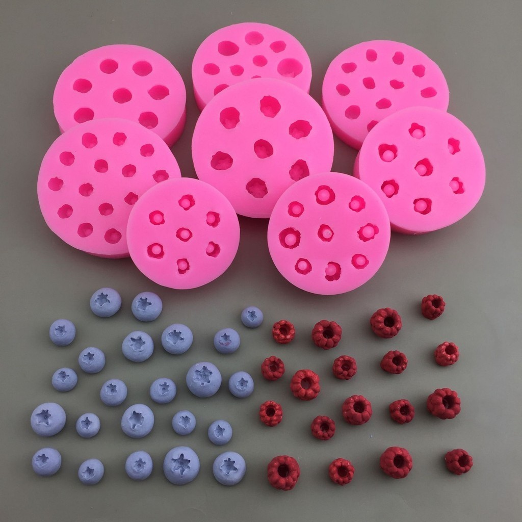 Diy Fruit Series Blueberry Raspberry Khuôn Silicon Chocolate Fondant Kẹo Epoxy Trang Trí Bánh Dụng Cụ Trang Trí Khuôn Nướng Bánh