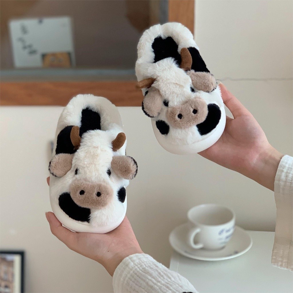 Xixitiao Baotou Dép Cotton Mềm Mại Dễ Thương PPR Bò Mùa Đông Thời Trang Nhà Ấm Sang Trọng Confine Giày