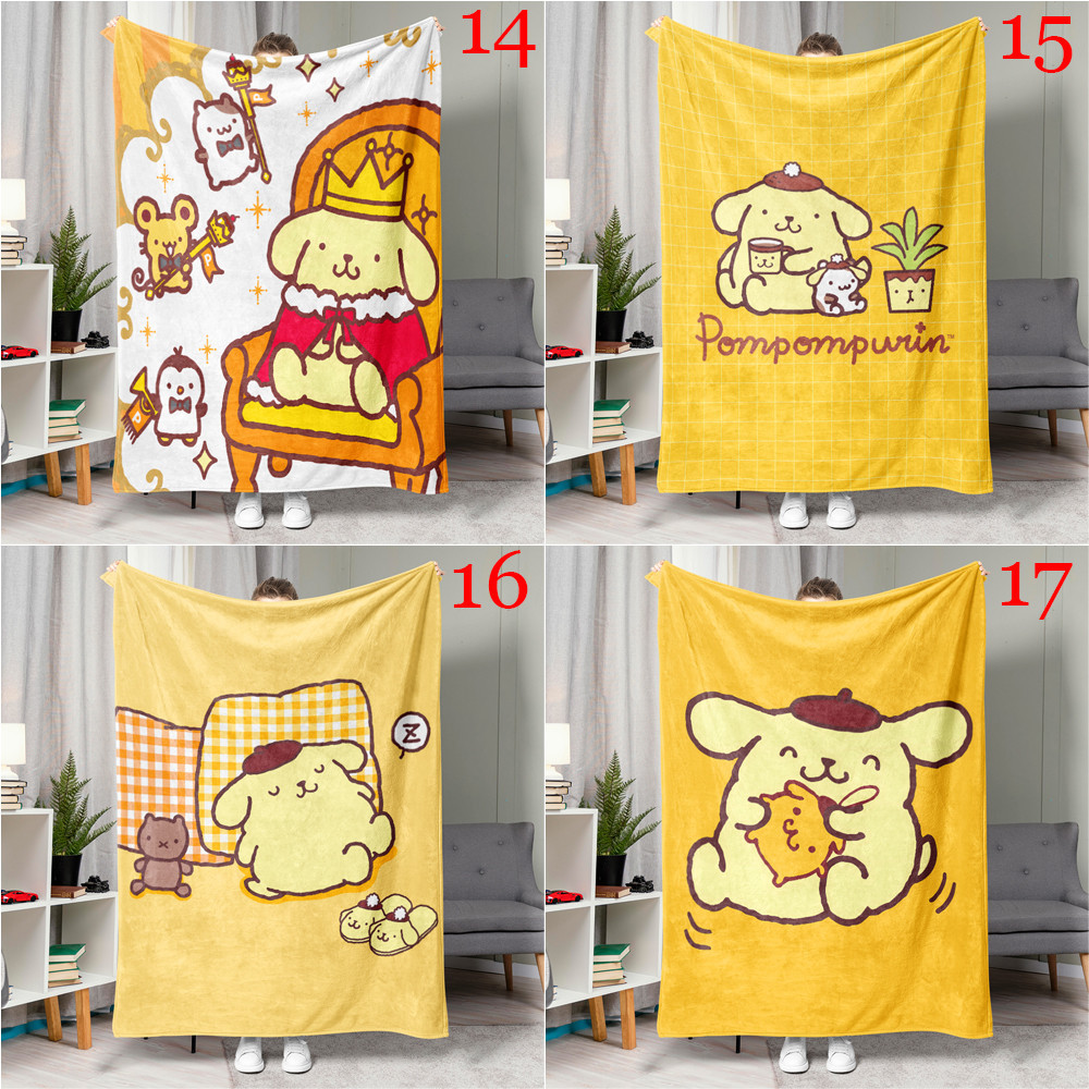Sanrio Pompompurin Flannel Chăn Một Mặt In Flannel Chăn Điều Hòa Không Khí Chăn Món Quà Tốt Nhất Cho Người