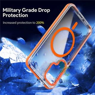 Ốp lưng trong suốt từ tính quân sự Samsung Galaxy S24 S23 S22 Ultra A05 A13 A14 A15 A24 A25 A34 A54 Vỏ sạc không dây pha lê trong suốt kim cương hai màu
