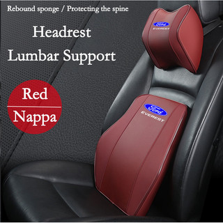 Ford Everest Cross Car Neck Tựa Đầu Gối Còn Lại Đầu Nappa Da Đệm Xe Hơi Thoáng Khí Thắt Lưng Hỗ Trợ Gối Cho Everest G1 U268 G2 U375 G3 U740 Racing ST Dòng Phụ Kiện