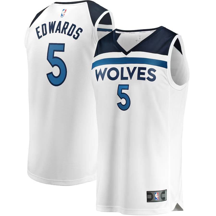 Áo bóng rổ NBA Minnesota Timberwolves phiên bản Icon của Anthony Edwards - Màu trắng, phù hợp từ trẻ em đến người lớn, nhiều size