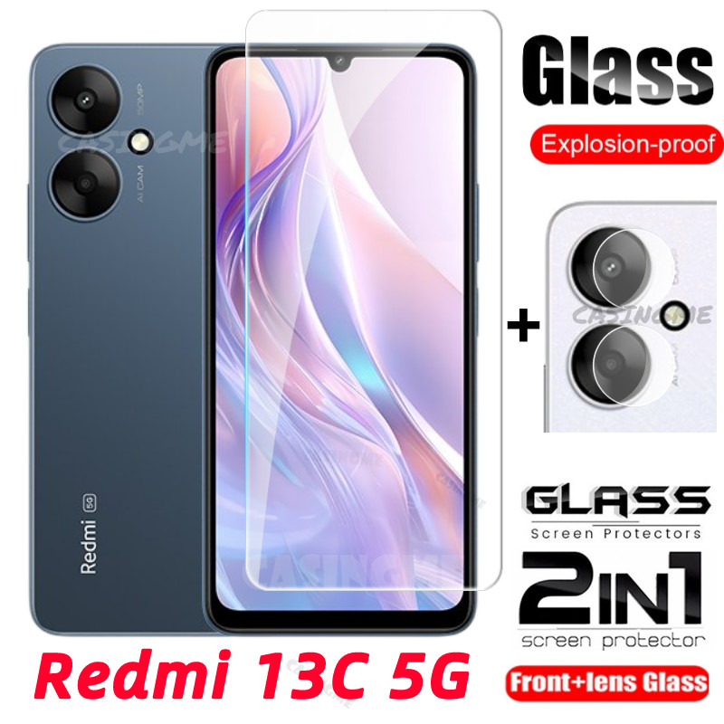 Redmi 13C 5G 2024 Phim Bảo Vệ Màn Hình 2 Trong 1 Full Cover Kính Cường Lực Cho Redmi 13C Redmi13C 13 C C C13 4G 5G 2024 Mặt Trước Phim Mặt Sau Ống Kính