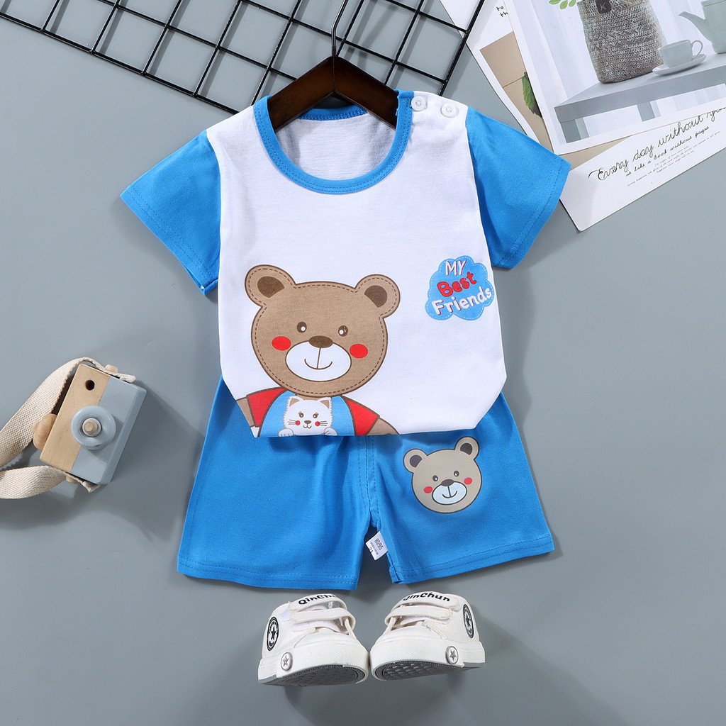 Trẻ Em Tay Ngắn Phù Hợp Với Cotton Nguyên Chất Áo Thun Bé Trai Mùa Hè Trẻ Em Quần Áo Bé Gái Quần Short ZO8D