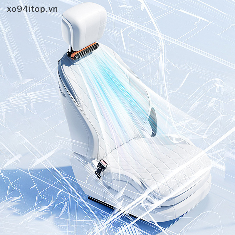 Xoitop Quạt điện gắn trên ô tô di động Quạt nhỏ để làm mát ghế bên trong ô tô Quạt xe hơi USB Dual Turbo Quạt tiếng ồn thấp Đồ dùng ô tô VN