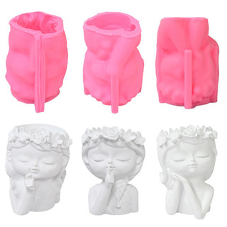 Khuôn Silicon 3D Cô Gái Dễ Thương Chậu Hoa Khuôn DIY Thủ Công Thủ Công Thạch Cao Nến Pha Lê Nhựa Dính Khuôn Cho Trang Trí Nhà