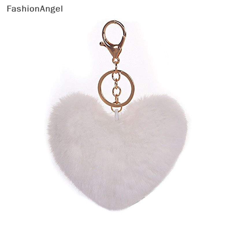 FashionAngel Màu Trơn Lông Tơ Pompom Móc Khóa Quà Tặng Cho Nữ Mềm Mại Hình Trái Tim Pompon Giả Túi Ô Tô Phụ Kiện Móc Khóa TH